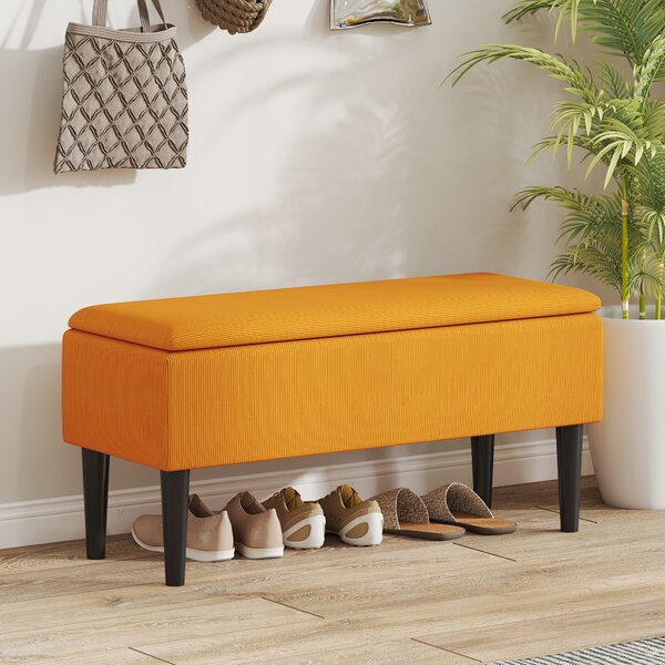 HOMCOM Panca Fondoletto in Poliestere e Legno per Camera da Letto e Ingresso, 95x38x45 cm, Grigia e Nera|Aosom
