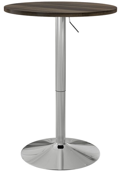 HOMCOM Tavolo Alto da Bar con Altezza Regolabile, Piano Girevole e Base in Acciaio, Ø60x69-91cm, Marrone|Aosom