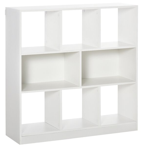 HOMCOM Mobile Libreria Portaoggetti a 3 Livelli e 8 Ripiani Totali, in MDF, 97.5x30x100 cm, Bianco|Aosom