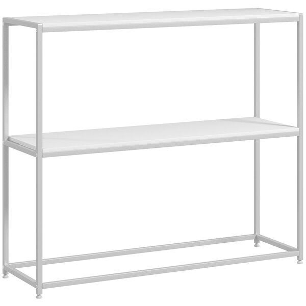 HOMCOM Tavolo Consolle da Ingresso con Ripiano Aperto, in Acciaio e Truciolato, 100x30x87 cm, Bianco|Aosom