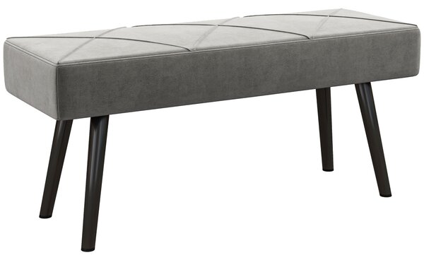HOMCOM Panca Fondo Letto Imbottita in Velluto con Gambe in Acciaio, 100x36x45cm, Grigio|Aosom