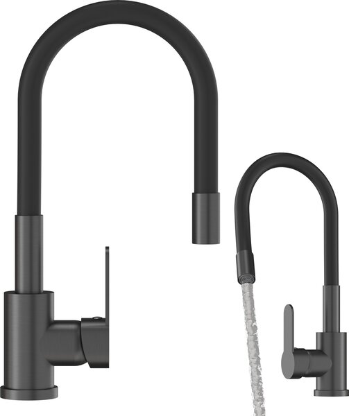 Granitan - Rubinetto da cucina - Rubinetto per lavello - Orientabile a 360° - Cartuccia in Vetroceramica - Nero - GRADO