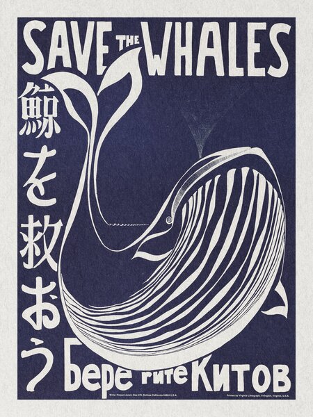 Riproduzione Save the Whales Political Vintage, (30 x 40 cm)