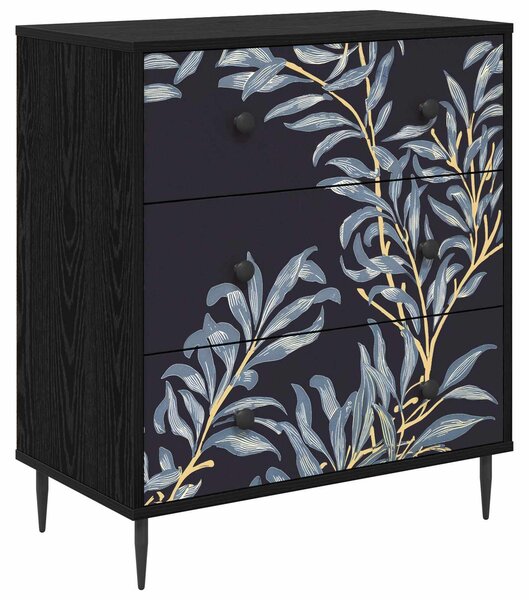 VidaXL Comodino DOKKUM, motivo a righe blu, 66 x 36,5 x 76 cm