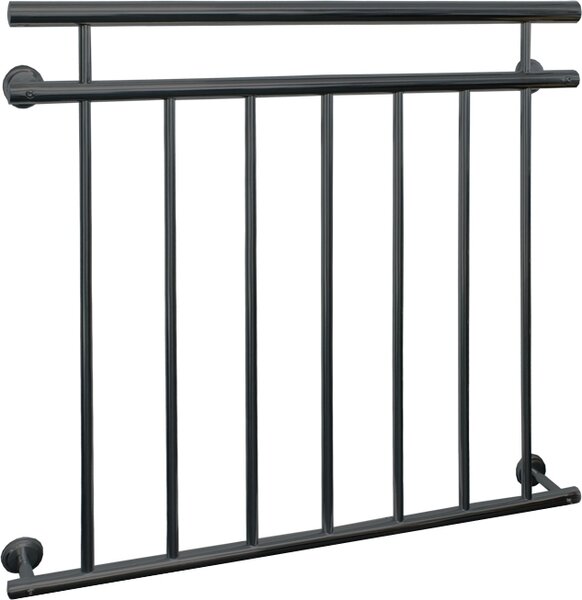 ECD Germany Balcone francese, 90x100 cm, con 7 barre di riempimento, antracite opaco e ruvido, ringhiera per balconi in acciaio verniciato a polvere