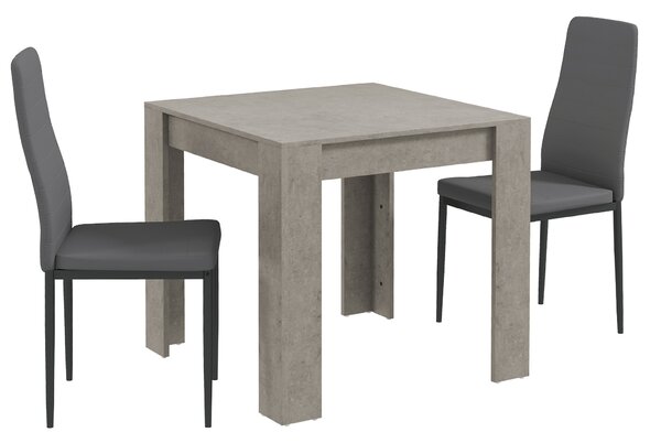 HOMCOM Set da Pranzo Moderno 3 Pezzi con Tavolo Cucina 80x80cm e 2 Sedie Eleganti Grigio per Arredare la Tua Cucina con Stile e Comfort |Aosom
