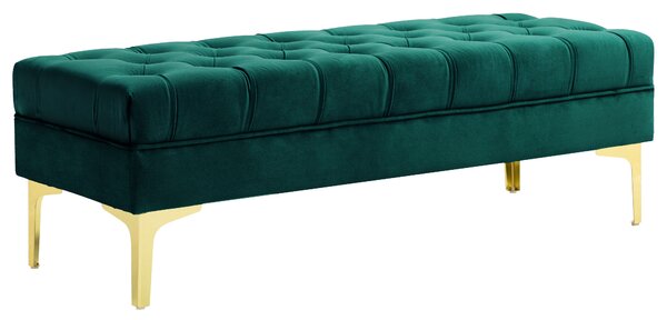 HOMCOM Cassapanca Contenitore Imbottita con Rivestimento Trapuntato in Tessuto Effetto Velluto,per fondoletto e ingresso, Verde Scuro| Aosom Italy