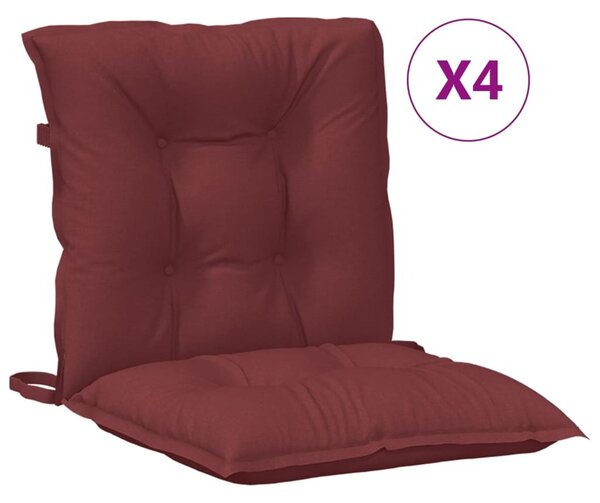 VidaXL Cuscini per schienale basso 4 pz. Tessuto melange rosso vino 100x50x7 cm