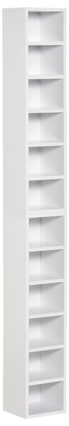 HOMCOM Libreria Scaffale porta CD set 2 Pezzi a 12 Ripiani in Legno, 21x19.2x88.3 cm, Bianco