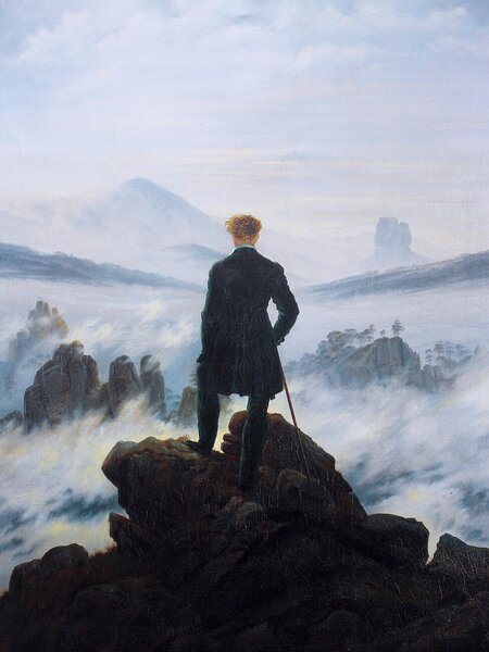 Stampa artistica Wanderer Above the Sea Fog Vintage Masterpiece - Caspar David Friedrich, (30 x 40 cm)