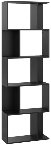 HOMCOM Mobile Libreria in Legno a 5 Ripiani Design Moderno in Legno, 60x24x184.5 cm, Nero