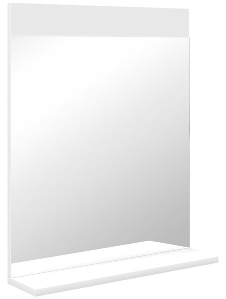 HOMCOM Specchio Bagno da Parete Moderno con Mensola Portaoggetti, in Vetro e MDF, 50x12x60 cm, Bianco