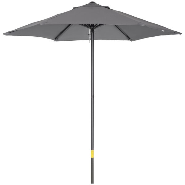 Outsunny Ombrellone da Giardino 2x2 m a 6 Stecche con Presa d'Aria, in Alluminio, Metallo e Poliestere Grigio Scuro