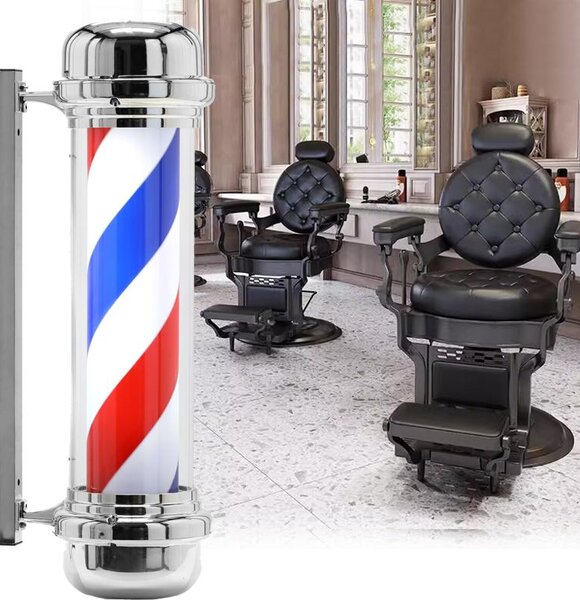 Barber Pole Palo del barbiere Insegna Barber Shop Con lampada 100 Cm