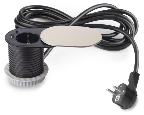 Emuca Adattatore verticale piatto a 60 spine Nero Nero Taglia unica
