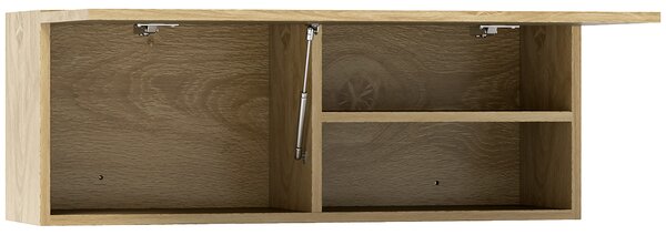 HOMCOM Mobiletto Bagno Pensile con Anta a Ribalta e Ripiani, 80x25x30 cm, Legno Naturale