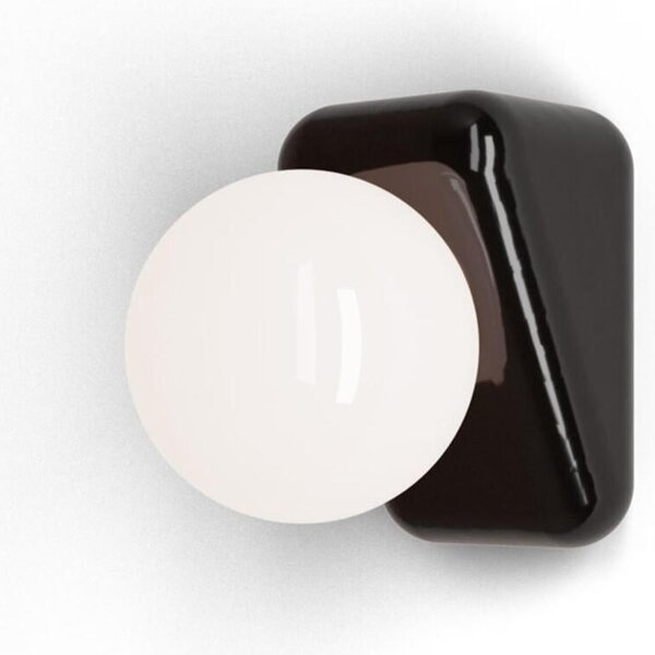 Applique, o Lampada da Tavolo decorata a mano FLIPER Diametro15x9,5x h 15 cm peso 0,64 kg - 1x max 33W G9 Ceramica, Smalto nero