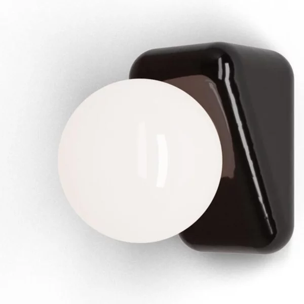Applique, o Lampada da Tavolo decorata a mano FLIPER Diametro15x9,5x h 15 cm peso 0,64 kg - 1x max 33W G9 Ceramica, Smalto nero