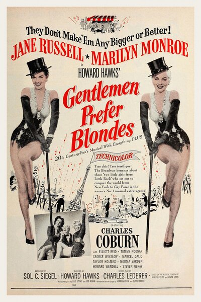 Stampa artistica Gentlemen Prefer Blondes Marilyn Monroe Retro Movie, (26.7 x 40 cm)