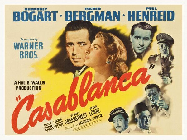 Riproduzione Casablanca Vintage Cinema Retro Theatre Poster, (40 x 30 cm)