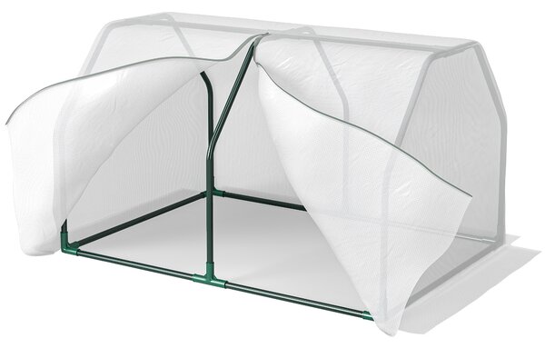Outsunny Serra da Balcone in Plastica PE e Acciaio con Chiusura a Zip, 99x71x60 cm, Bianco Trasparente|Aosom