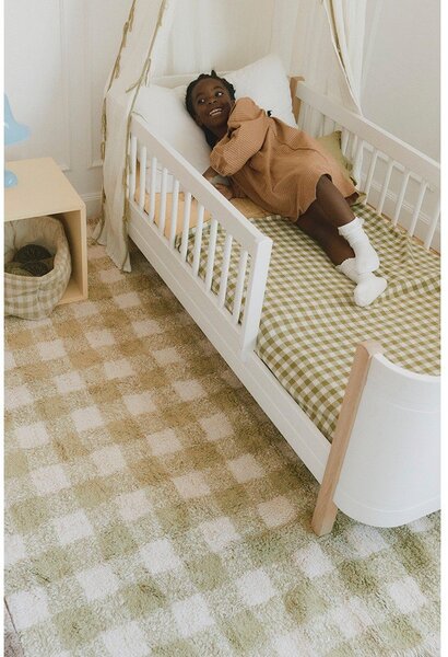 Tappeto per bambini verde in cotone lavabile/tessuto a mano 90x120 cm Vichy – Lorena Canals