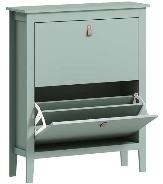 HOMCOM Scarpiera Slim con 2 Cassetti e Ripiani Regolabili per 14 Paia di Scarpe EU44, 80x24x95,5 cm, Verde | Aosom Italy