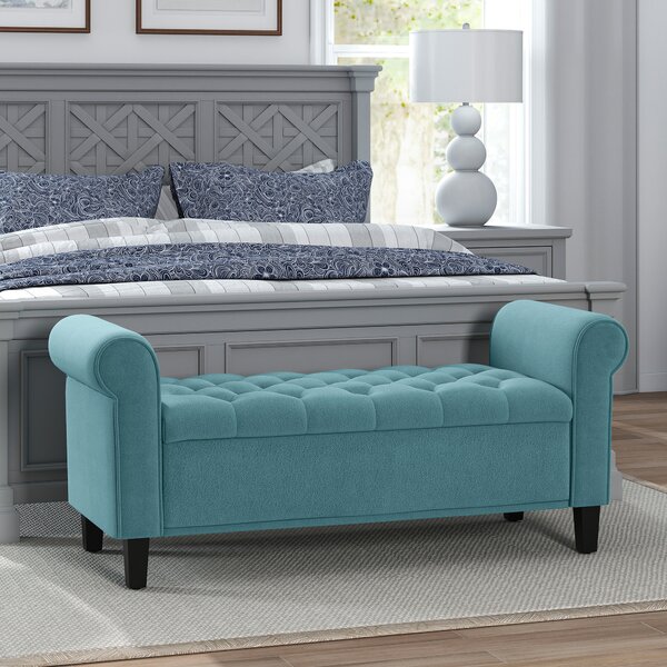 HOMCOM Panca Fondo Letto in Tessuto Vellutato con Vano Contenitore e Braccioli, 126x48.5x57 cm, Verde | Aosom Italy