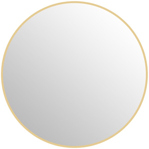 HOMCOM Specchio Rotondo da Bagno con Superficie Antiurto, in Vetro e Acciaio, Ø70x2.5 cm, color Oro | Aosom Italy