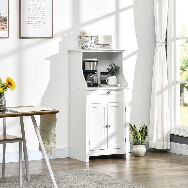 HOMCOM Mobile Cucina per Microonde con Cassetto e Armadietto 2 Ante, 60x40x122.5 cm, Bianco | Aosom Italy