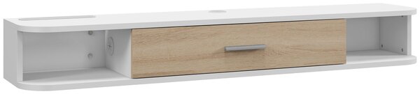 HOMCOM Mobile TV Sospeso in Legno con 2 Ripiani Aperti e Armadietto, 120x26x16 cm, Bianco e Rovere | Aosom Italy