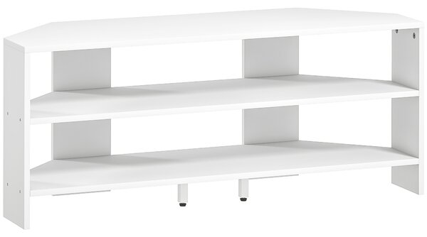 HOMCOM Mobile TV ad Angolo per 47" max con 2 Ripiani Aperti, in Legno, 110x36x45 cm, Bianco | Aosom Italy