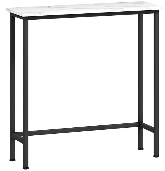 HOMCOM Tavolo Consolle da Ingresso con Piano Effetto Marmo, in Legno e Acciaio, 75x24x76 cm, Bianco e Nero | Aosom Italy