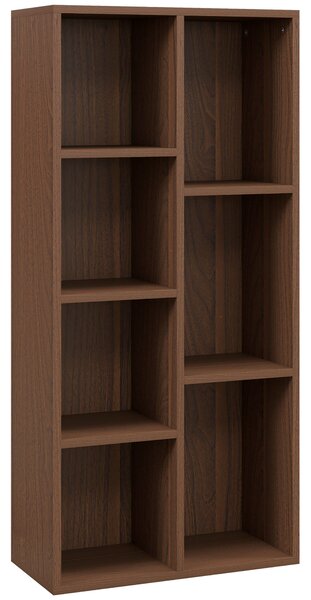 HOMCOM Mobile Libreria a Cubi in Legno con 7 Ripiani di Diverse Dimensioni, 50x24x106 cm, color Noce | Aosom Italy