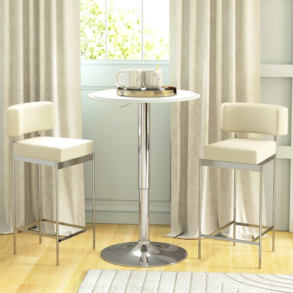 HOMCOM Tavolo Bar Rotondo Ø63 cm, Regolabile in Altezza 67-93cm con Struttura in Metallo, Piano Girevole 360°, per Cucina Sala da Pranzo, Bianco | Aosom Italy