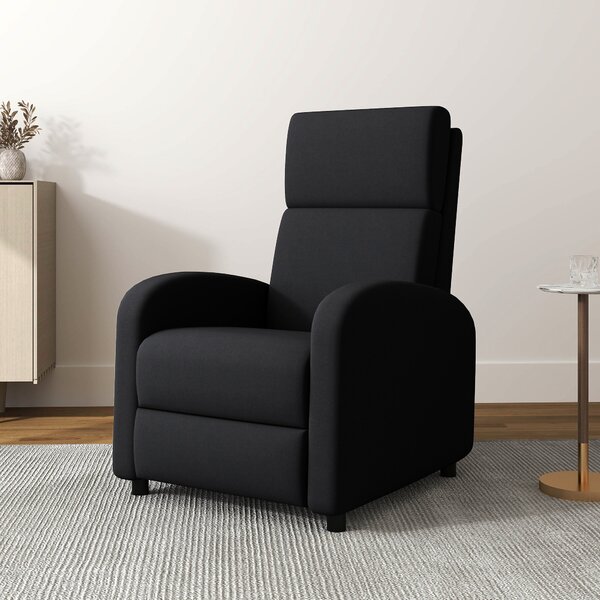 HOMCOM Poltrona Relax Reclinabile Manuale 160° con Poggiapiedi in Tessuto Effetto Lino, Nero | Aosom Italy