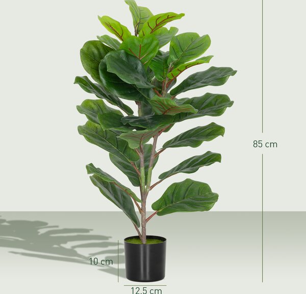 HOMCOM Pianta Finta Ficus Lyrata Alta 80 cm per Interni con Vaso, Decorazione per Casa e Ufficio, Verde | Aosom Italy