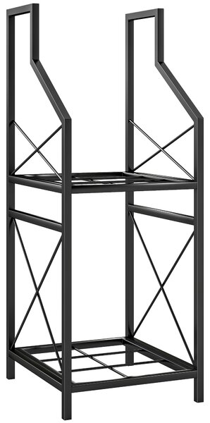Outsunny Portalegna a 2 Livelli in Metallo con Base Rialzata, 34x30x80 cm, Nero | Aosom Italy