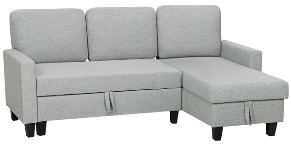 HOMCOM Divano Letto Contenitore 3 Posti in Tessuto Effetto Lino, Grigio e Nero | Aosom Italy
