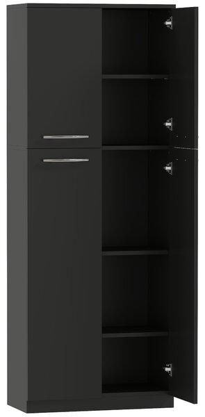 HOMCOM Mobile Contenitore Minimal con 2 Armadietti e Mensole Regolabili, in Legno Nero, 59x31x155 cm | Aosom Italy