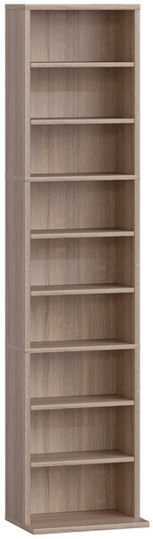 HOMCOM Scaffale Porta CD con 6 Ripiani Regolabili, Capacità di 260 CD/120 DVD, 33x24x140 cm, Color Legno | Aosom Italy