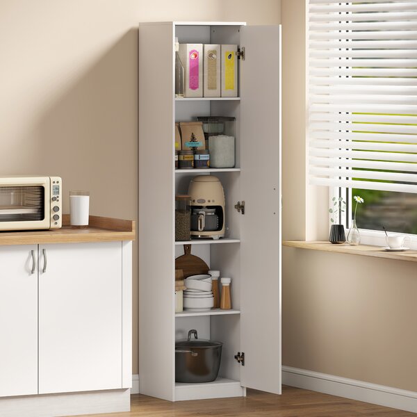 HOMCOM Armadio da Cucina Slim a 5 Ripiani con Spazio Interno Regolabile, in Legno, 40x35x180 cm, Bianco | Aosom Italy