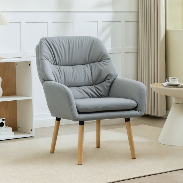 HOMCOM Poltrona Moderna con Schienale Alto a Doppia Imbottitura, Sedia con piedini regolabili, 68 x 79 x 89 cm Grigio | Aosom Italy
