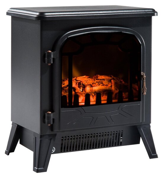 SunvelloCamino Elettrico con Effetto Fiamma Regolabile, Caminetto Elettrico 925W/1850W con Temperatura Regolabile, Termostato, Protezione da Surriscaldamento, 36 x 25.5 x 41.5cm, Nero