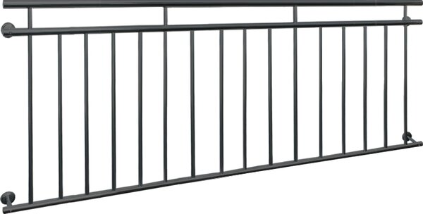 ECD Germany Balcone francese, 90x225 cm, con 16 barre di riempimento, antracite opaco e grezzo, ringhiera per balconi in acciaio verniciato a polvere