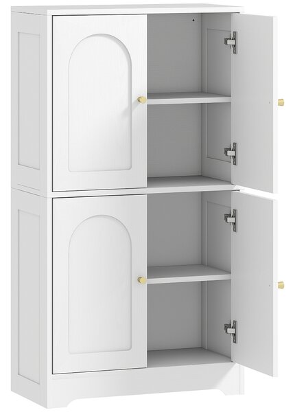 HOMCOM Credenza Cucina in Legno con 2 Armadietti, 4 Ante, 2 Ripiani Regolabili, per Sala da Pranzo, Soggiorno, Bianco | Aosom Italy