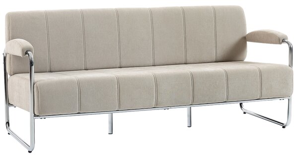 HOMCOM Divano 3 Posti Moderno Rivestito in Ciniglia Beige, in Acciaio, Spugna e Pannello Multistrato, 174x75x76 cm | Aosom Italy