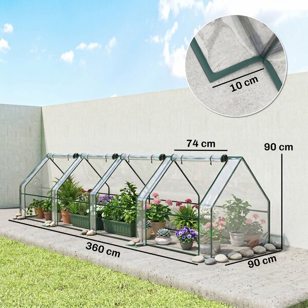 Outsunny Serra a tunnel con struttura tubolare da Giardino con Copertura in PE Rinforzato e Telaio in Acciaio, 180x90x90cm, Trasparente | Aosom Italy