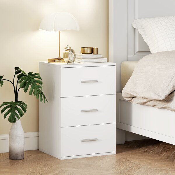 HOMCOM Comodino con 3 Cassetti Moderno e Multiuso per Camera e Salotto, 40x35x60 cm, Bianco | Aosom Italy