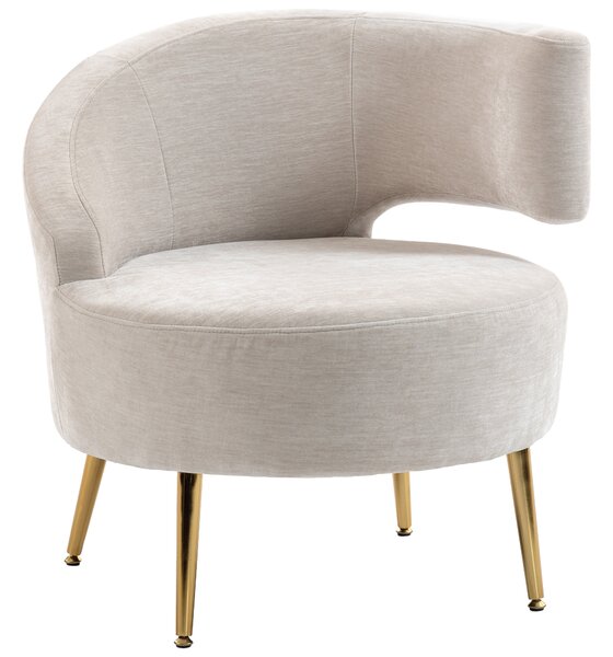 HOMCOM Sedia Moderna Rivestita in Chenille Bianco Crema con Schienale ad Arco, 69x65x67 cm | Aosom Italy